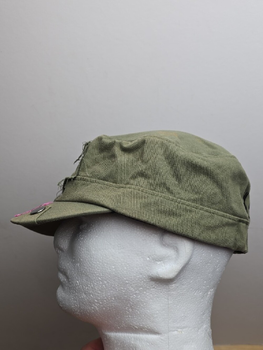 Personalized Disney Olive Green Cap w/ Pink Mickey Patches & "Madison" On Back - Picture 2 of 8